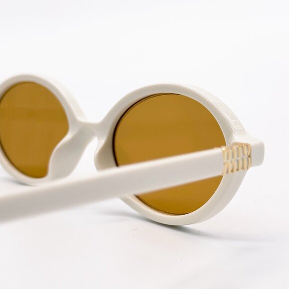 NEW MIU MIU SMU 04Z 14240D OVAL WHITE GOLD WOMEN SUNGLASSES MU04ZS 14240D - Picture 5 of 12